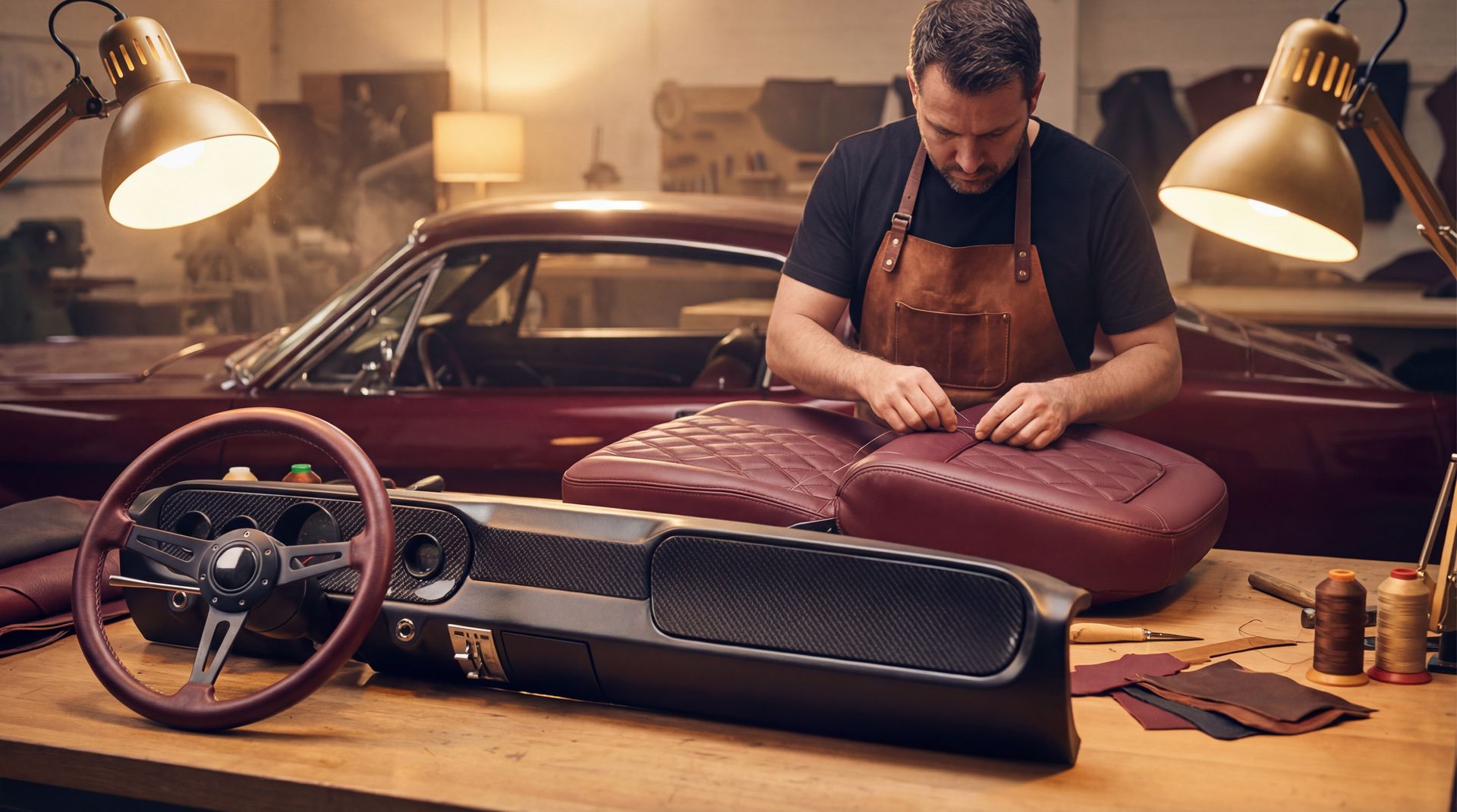 人兽改装教程视频：经典肌肉车内饰翻新手工皮革定制